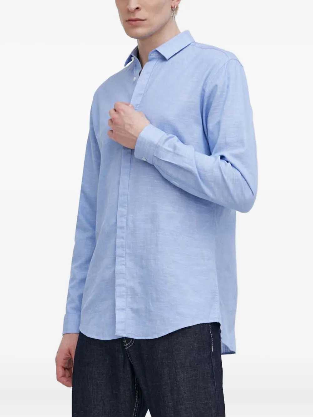 

Рубашка с длинными рукавами на пуговицах Hugo, синий