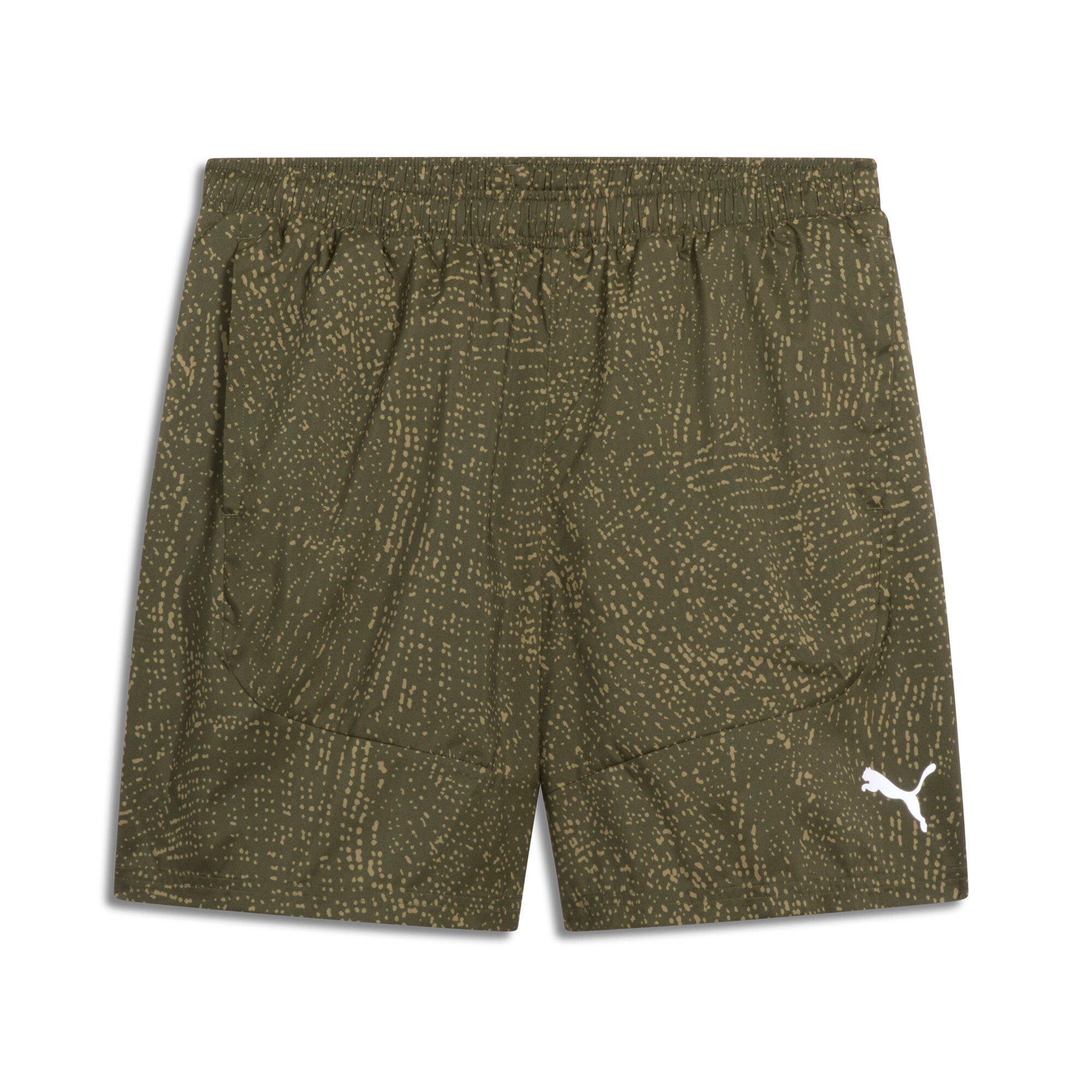 

Мужские шорты для бега с принтом PUMA All Over, цвет dark olive/aop