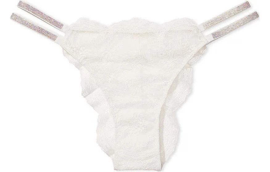 Victoria's Secret Pink/very sexy двойной блестящий кружевной бразильский стринги для женщин, 1 шт, белый