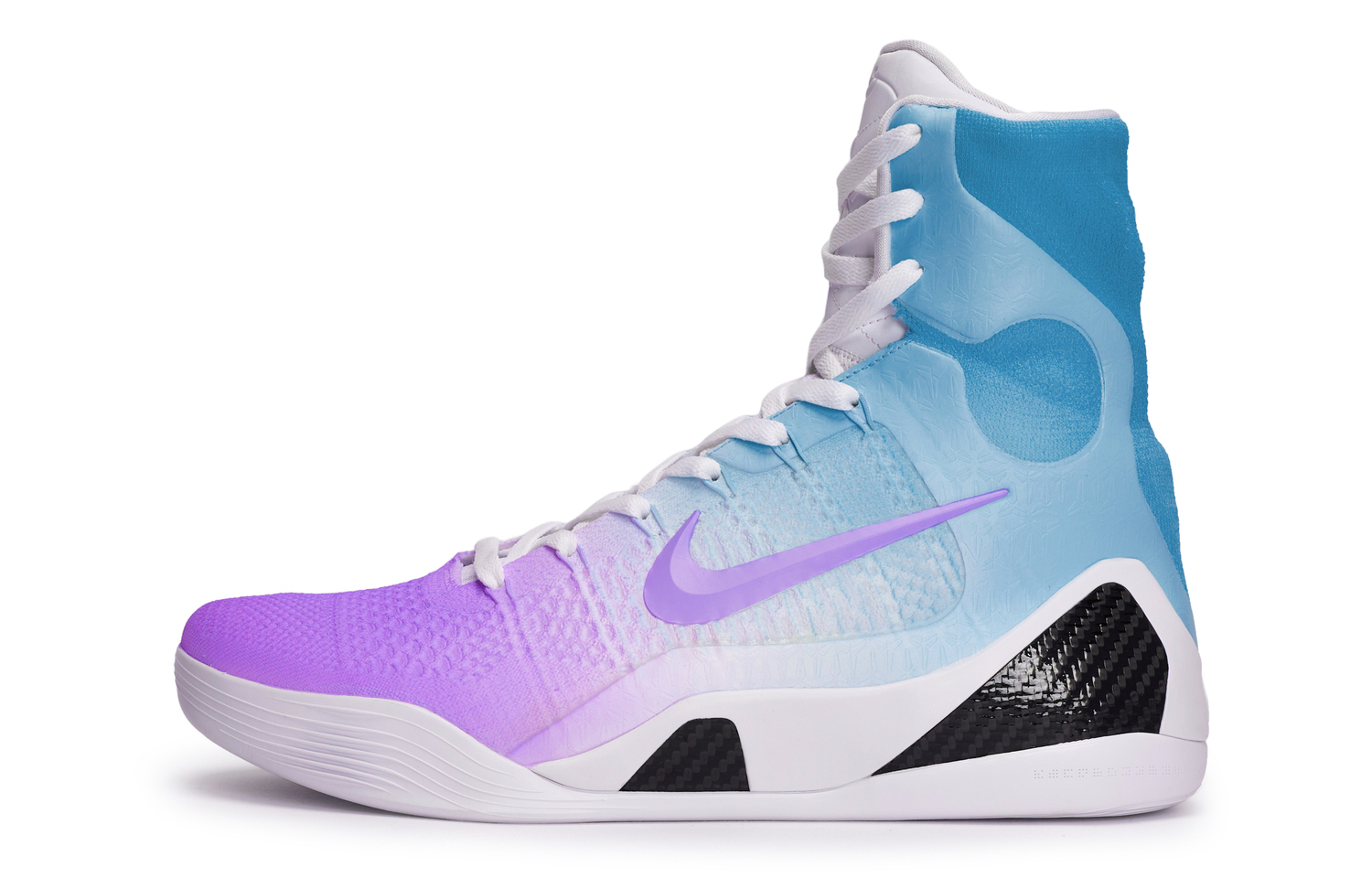 Кроссовки баскетбольные Nike Kobe 9 противоскользящие высокие унисекс белый черный синий фиолетовый — фото 3