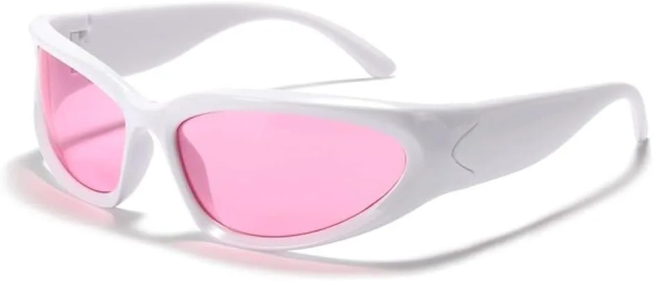 

Модные солнцезащитные очки 2027 года для женщин, серебристые овальные, спортивные, велосипедные, эстетичные, для мужчин и для активного отдыха MTZJH, White Pink