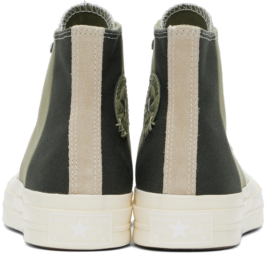Замшевые кроссовки Chuck 70 в стиле пэчворк Taupe & Green Converse — фото 2