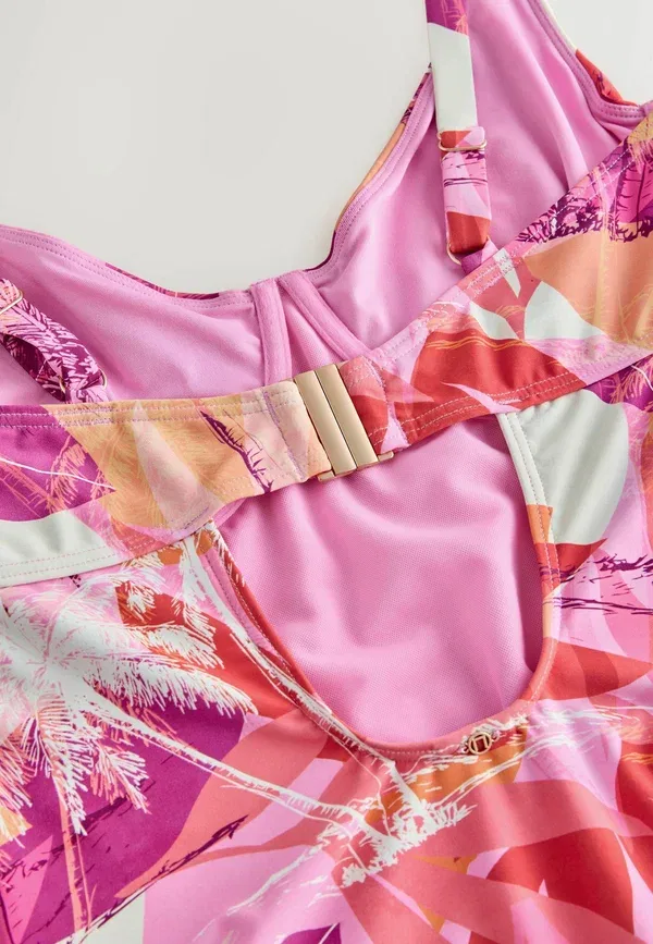 Купальник слитный Next Tummy Control DD+ Wired Standard Swimsuit, розово-оранжевый пальмовый — фото 3
