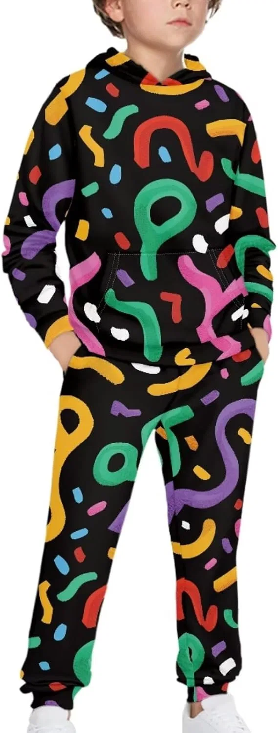 Детский спортивный костюм YECARYPOD, толстовка и джоггеры, Abstract Painting, 5-12 лет — фото 3