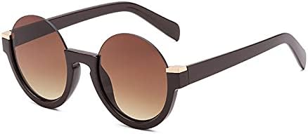 

Модные полуободковые круглые солнцезащитные очки для женщин с градиентным линзовым покрытием, ретро-стиль, прозрачные линзы, оправа, защита от УФ-излучения UV400 MTZJH, Brown Tea