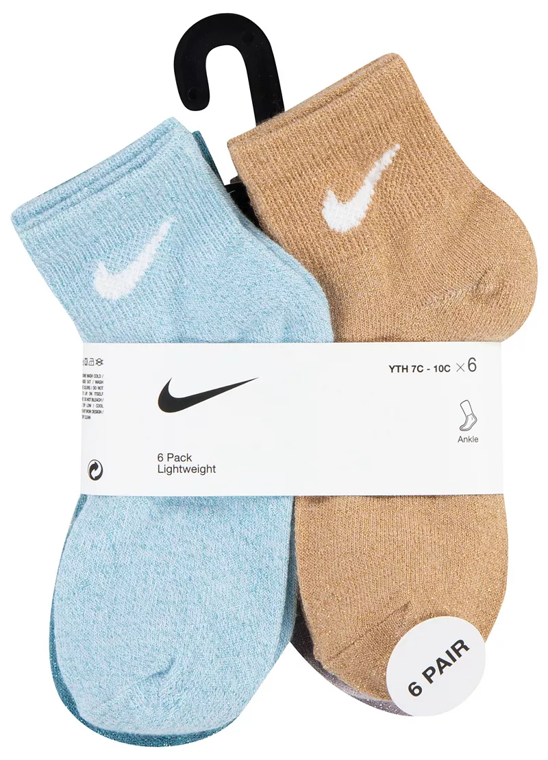 Набор четвертных носков Nike с люрексом, 6 пар, цвет Football Gray — фото 4