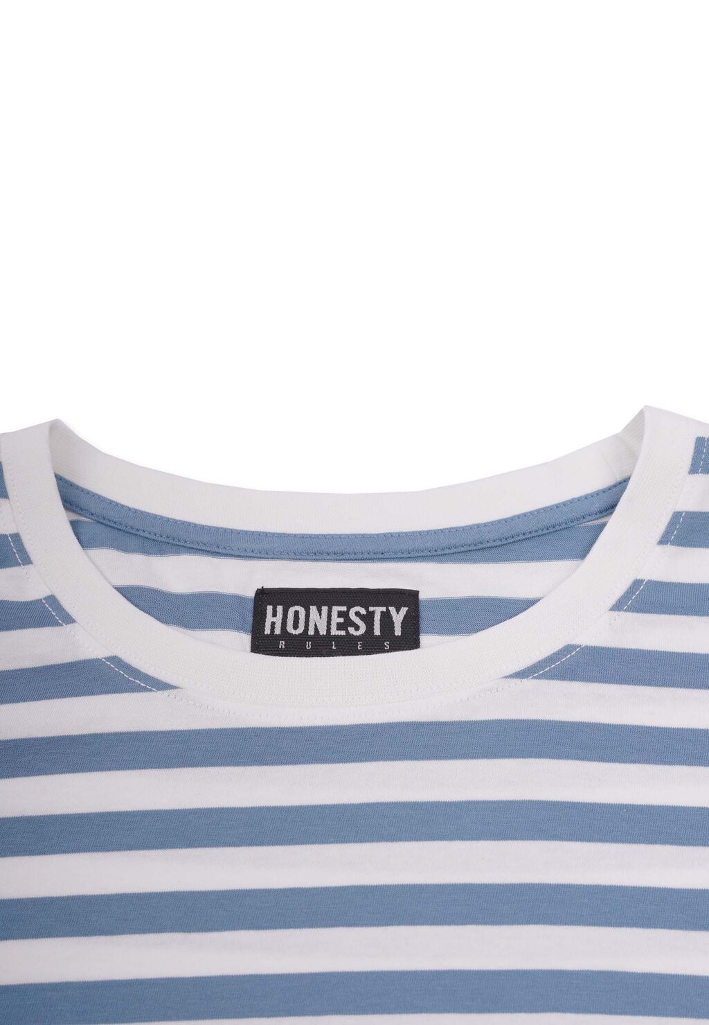 

Принт на футболке Striped Honesty Rules, эгейский синий