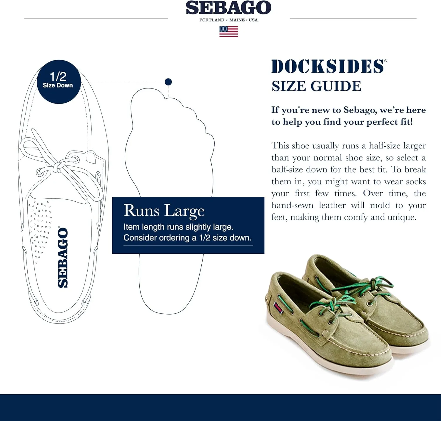 Мужские лоферы Sebago Portland Flesh Out, зеленый — фото 3