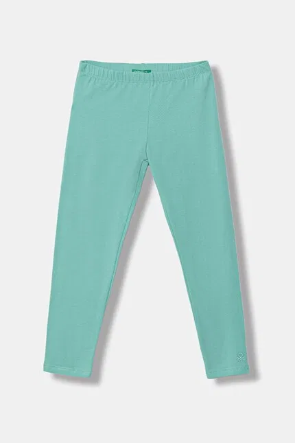Леггинсы детские из хлопка с эластаном United Colors of Benetton, бирюзовый