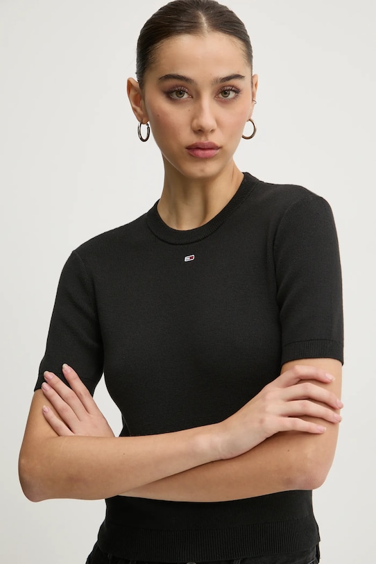 

Хлопковый свитер Tommy Jeans, черный