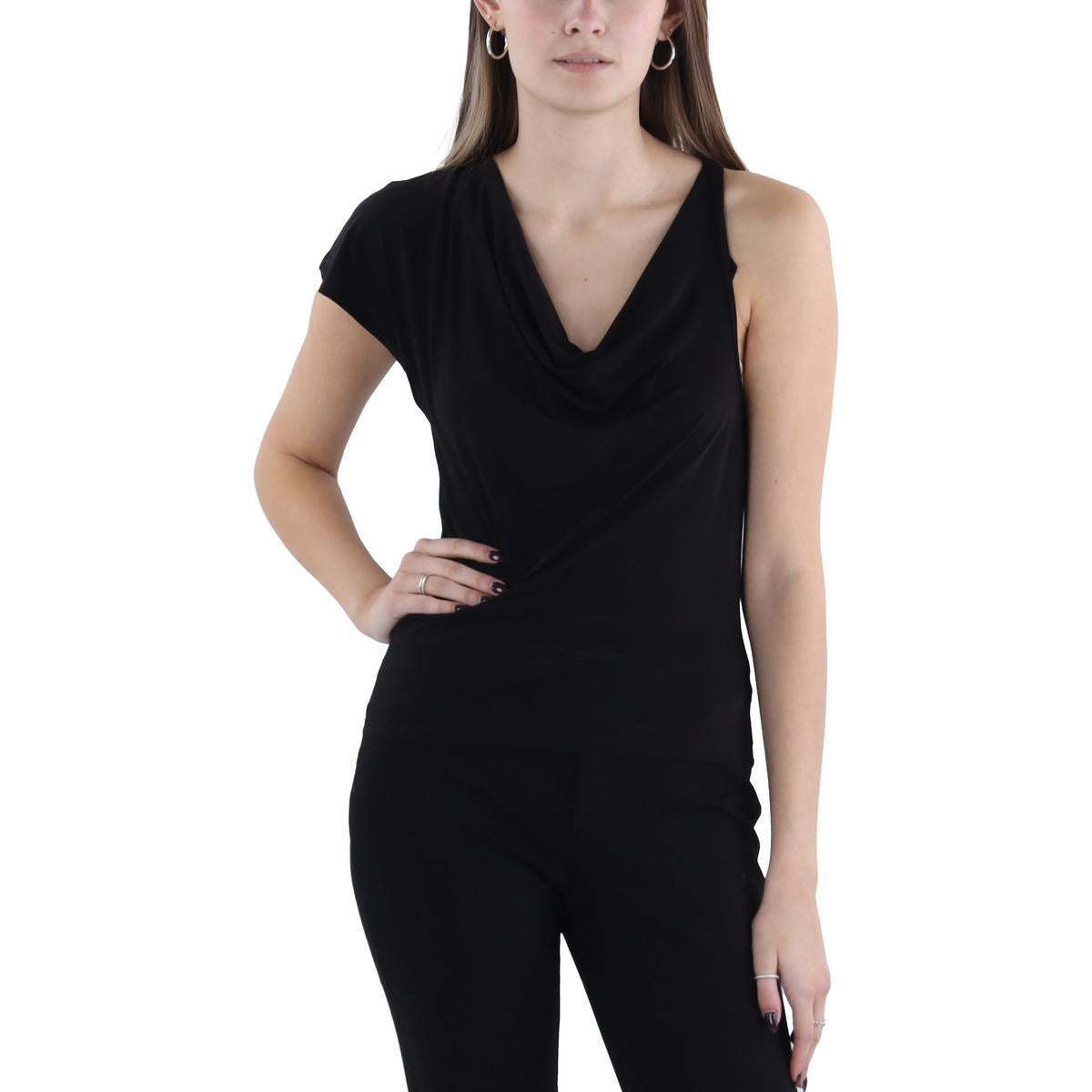 

Женская асимметричная блузка с воротником-хомут BCBGMAXAZRIA, черный
