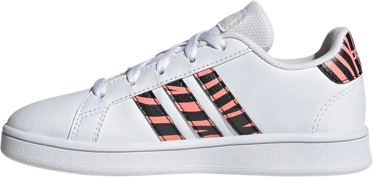 Кроссовки теннисные детские adidas Grand Court, белый/черный/кислотно-красный