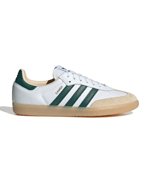 Мужские кроссовки adidas Samba OG из кожи белые с зелёным — фото 4