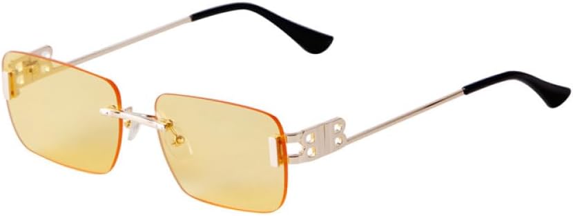 

Женские солнцезащитные очки без оправы 2027 года, металлические квадратные, в морском стиле, модные женские солнцезащитные очки, трендовые уличные очки MTZJH, C3 Gold Yellow