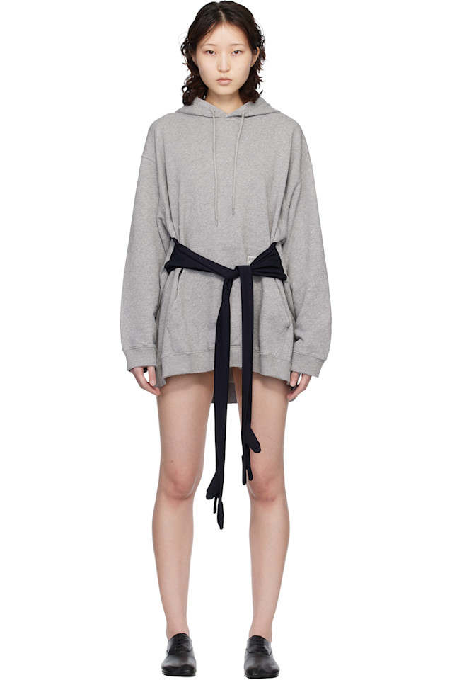 

Mm6 Maison Margiela Серая толстовка с капюшоном и перчатками, мини-платье