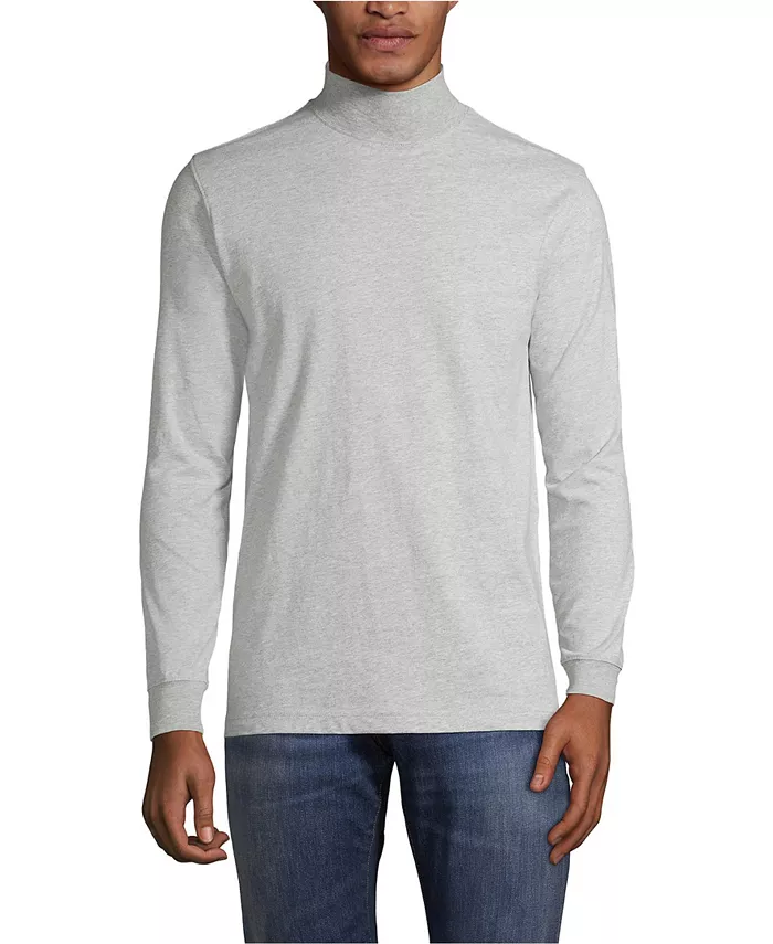 

Большой и высокий супер-Т майка с воротником-стойкой Lands' End, серый