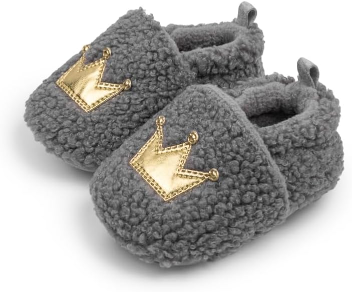 

Милые детские тапочки для новорожденных и малышей, для мальчиков и девочек, с мультяшными рисунками, мягкие, с нескользящей подошвой, носимые дома, как носки, с животными, для первого шага Sawimlgy, серый