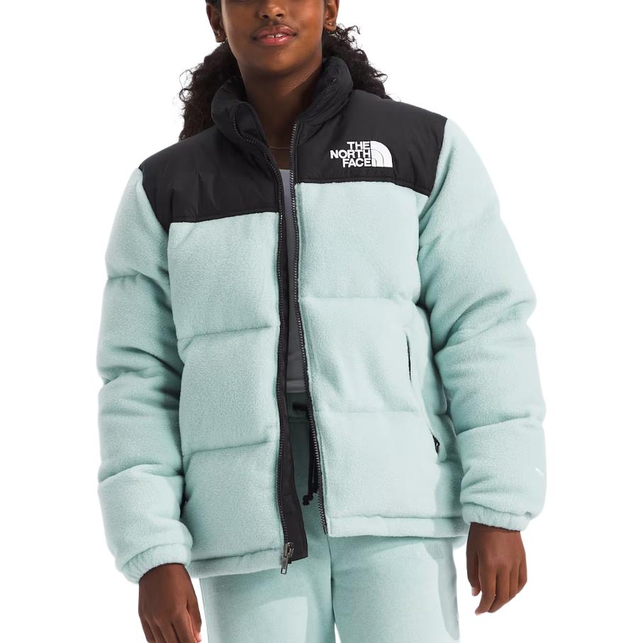 THE NORTH FACE Пуховик Nuptse FW24 черный светло-голубой для подростков — фото 4