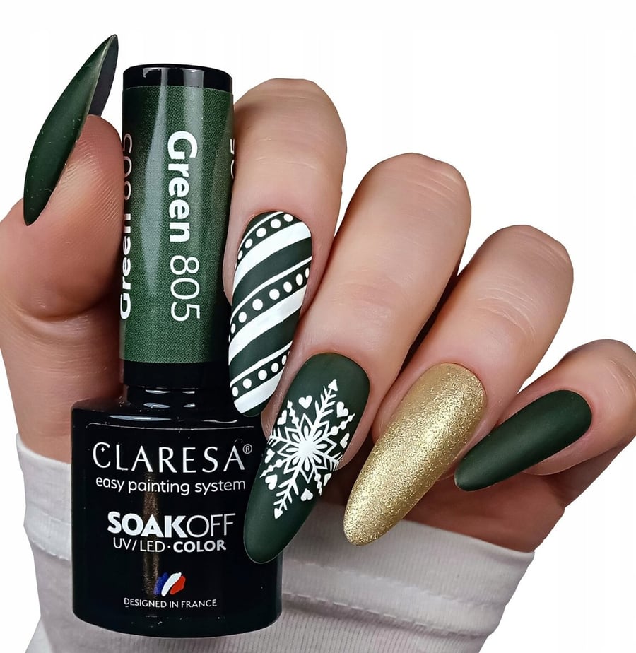 

Claresa Green 805 Hybrid Nail Polish Hybrid Dark Green Puderek