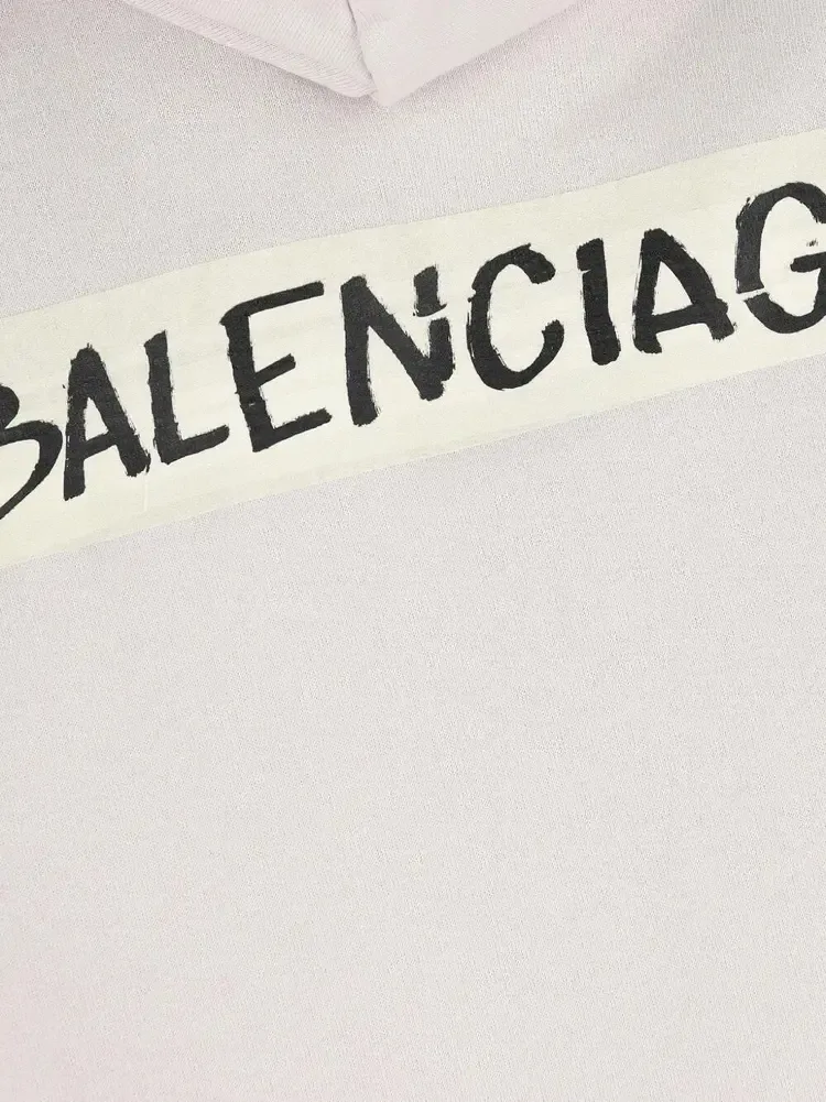 Худи Balenciaga на молнии, цвет «грязно-белый» — фото 3