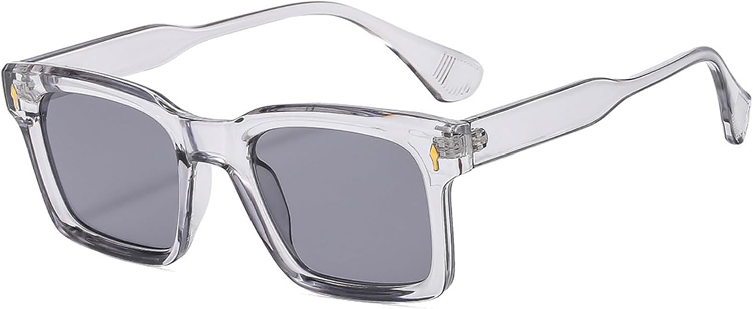 

Модные квадратные солнцезащитные очки Onrtry для мужчин и женщин, ретро-прямоугольные солнцезащитные очки для женщин и мужчин с защитой от УФ-излучения UV400, A06 Grey Frame/Grey Lens