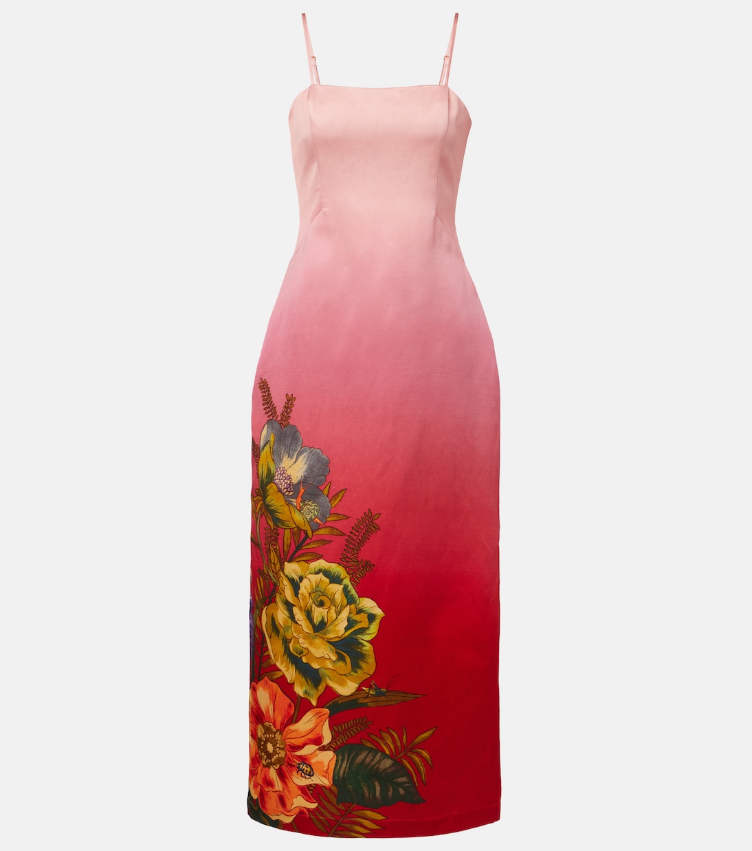 

Платье миди Inez из льняной ткани с эффектом омбре Alémais, Pink Ombre