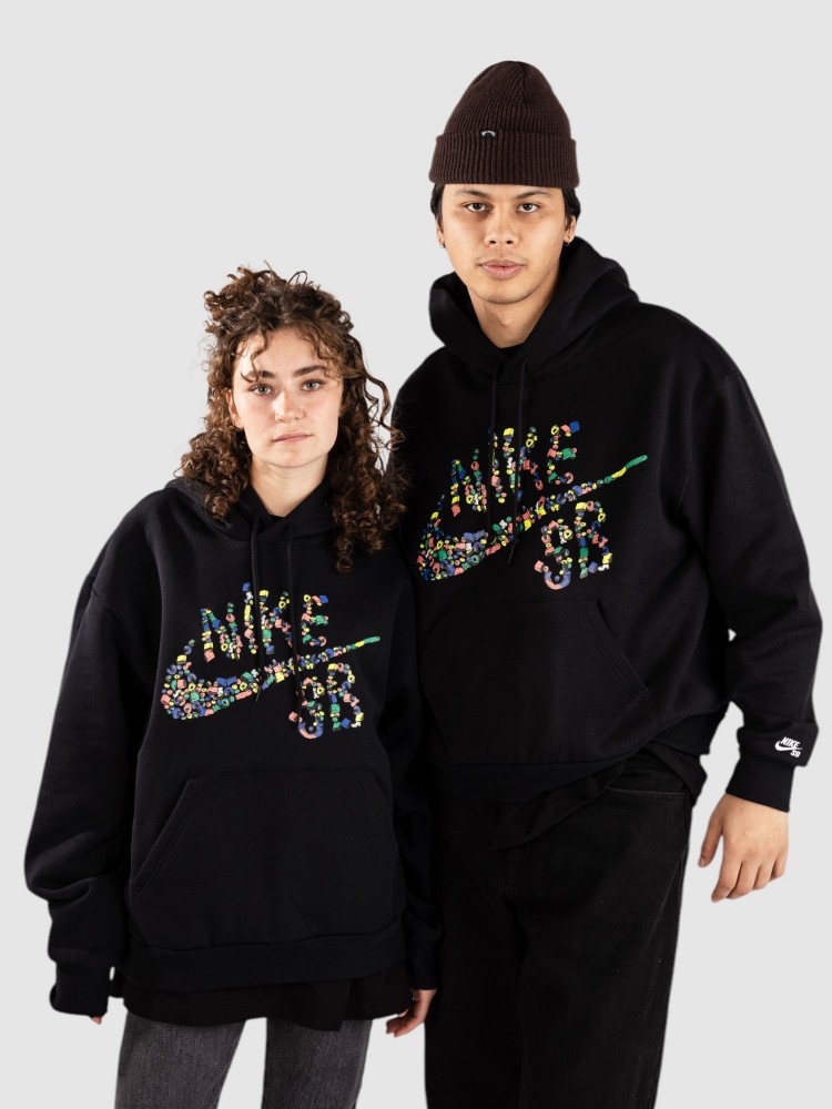 Худи Nike SB Fleece Pull-Over Skate Hoodie, black/white — фото 3