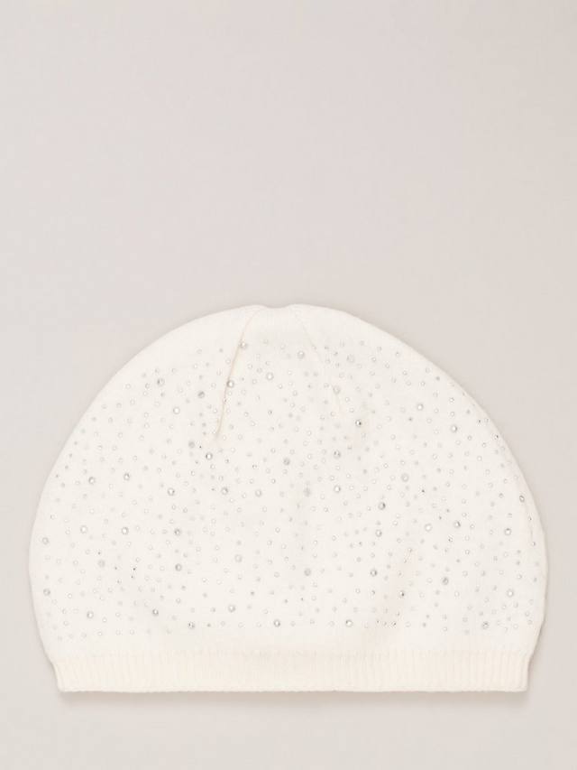 

Вязаная шапка с блестящей отделкой Phase Eight, Ivory