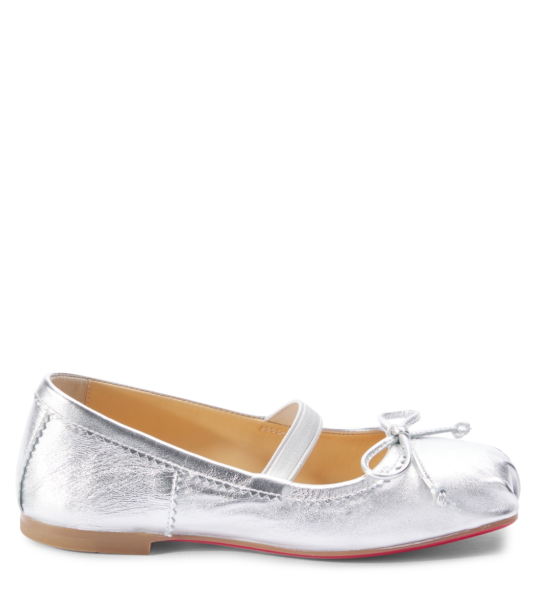Балетки Baballet из металлизированной кожи Christian Louboutin Kids, серебряный — фото 4