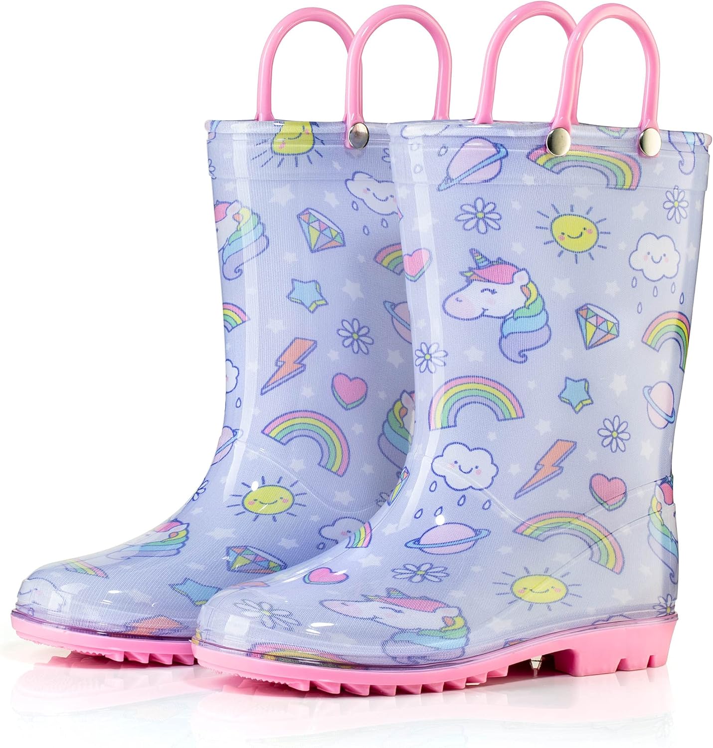Водонепроницаемые ПВХ сандалии Puddle Play для малышей и детей с ручками для легкого надевания - легкие противоскользящие сапоги для мальчиков и девочек, Unicorn — фото 2