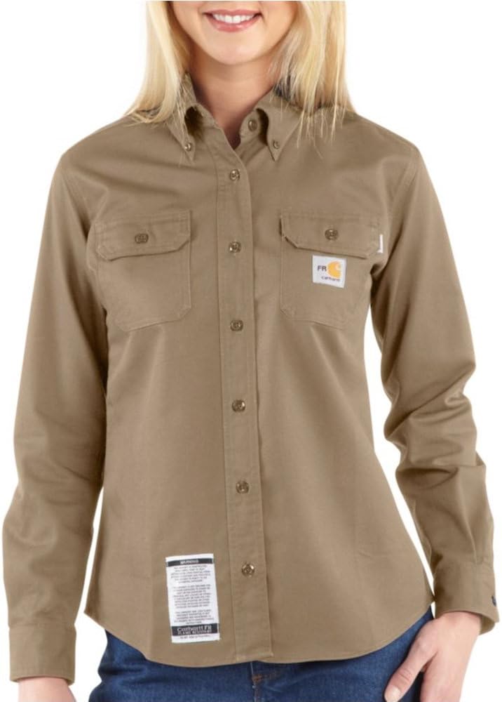 

Carhartt женская огнестойкая классическая рубашка из твила, Khaki