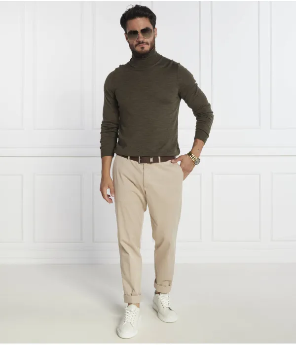 Шерстяная водолазка Musso-p Slim fit Boss, зеленый — фото 2