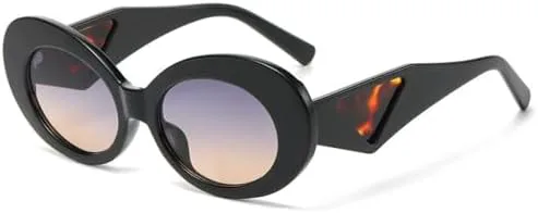 

Ретро-очки овальной формы 2027 года с контрастными цветами для женщин и мужчин, модные градиентные оттенки, защита от ультрафиолета UV400 MTZJH, Black Grey