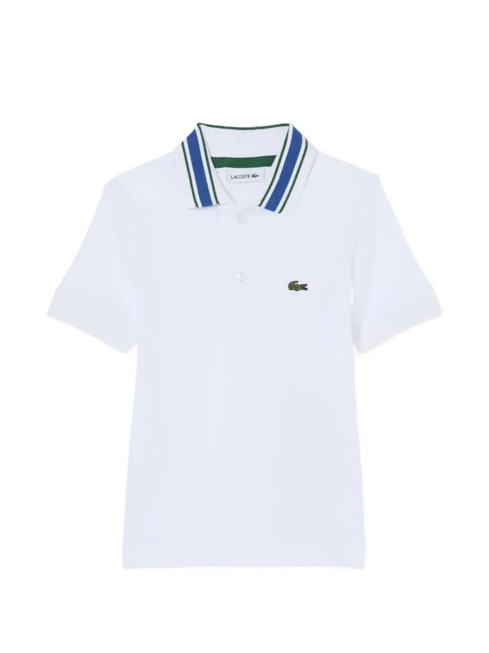 Рубашка-Поло из пике с полосатым воротником Lacoste Kids, белый