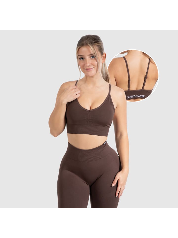 

SMILODOX Спортивный бюстгальтер Maria Solid Scrunch темно-коричневого цвета