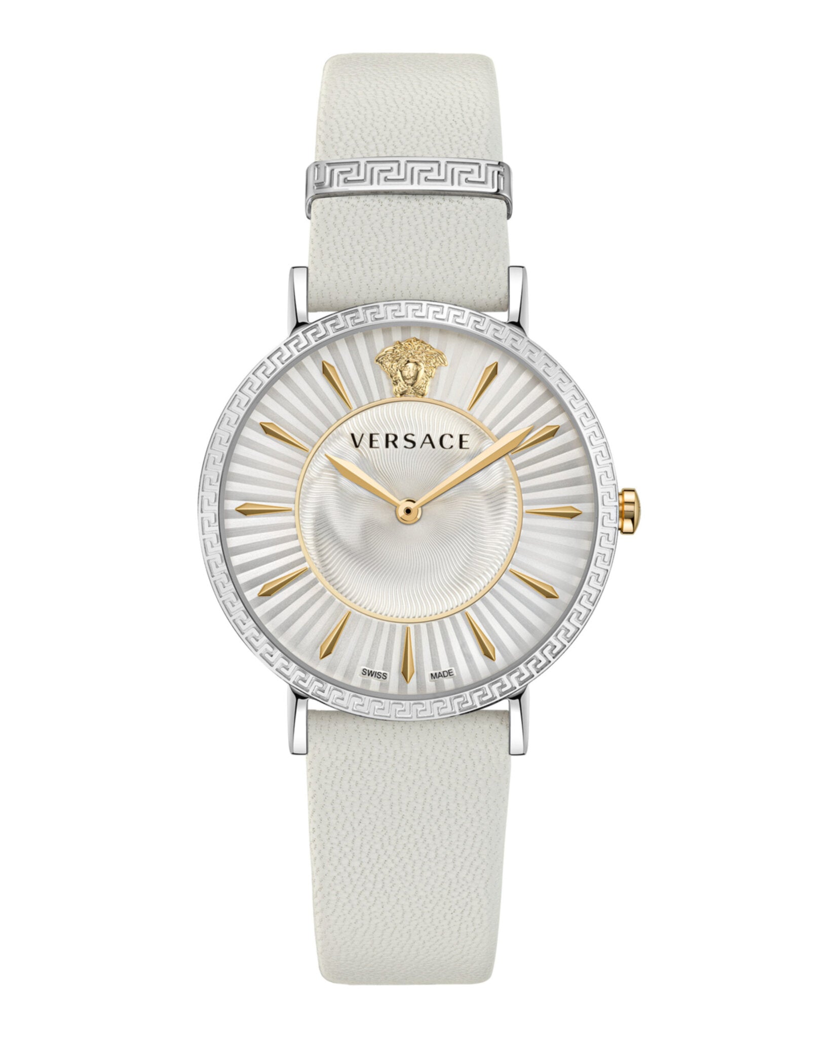 

Часы из кожи V-Eternal Versace, цвет white/stainless steel/silver
