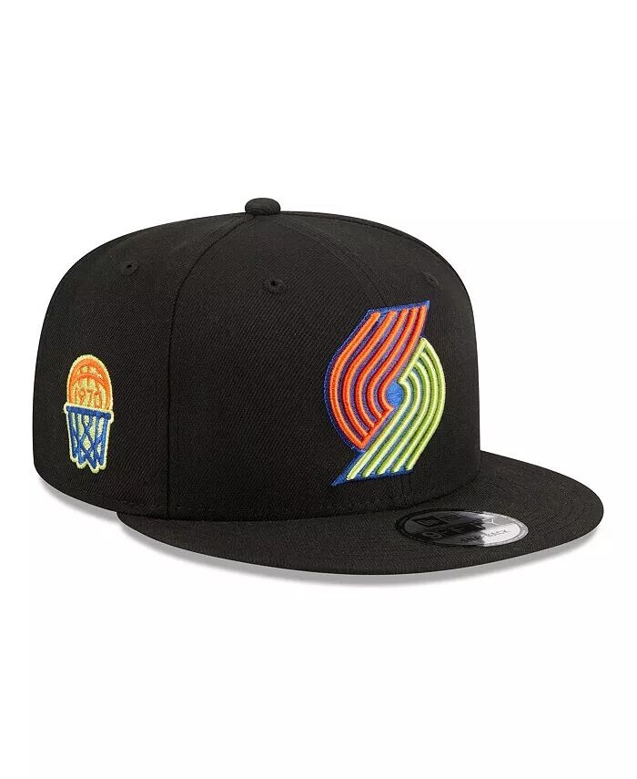 

Мужская черная кепка Portland Trail Blazers Neon Pop 9FIFTY Snapback New Era, черный