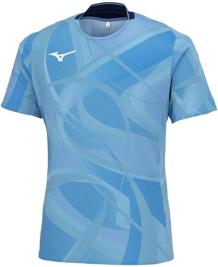 

Тренировочная футболка Mizuno Dry Aeroflow, с коротким рукавом, с индивидуальным рисунком MUGEN, быстросохнущая, дышащая, 32MAB501, синий
