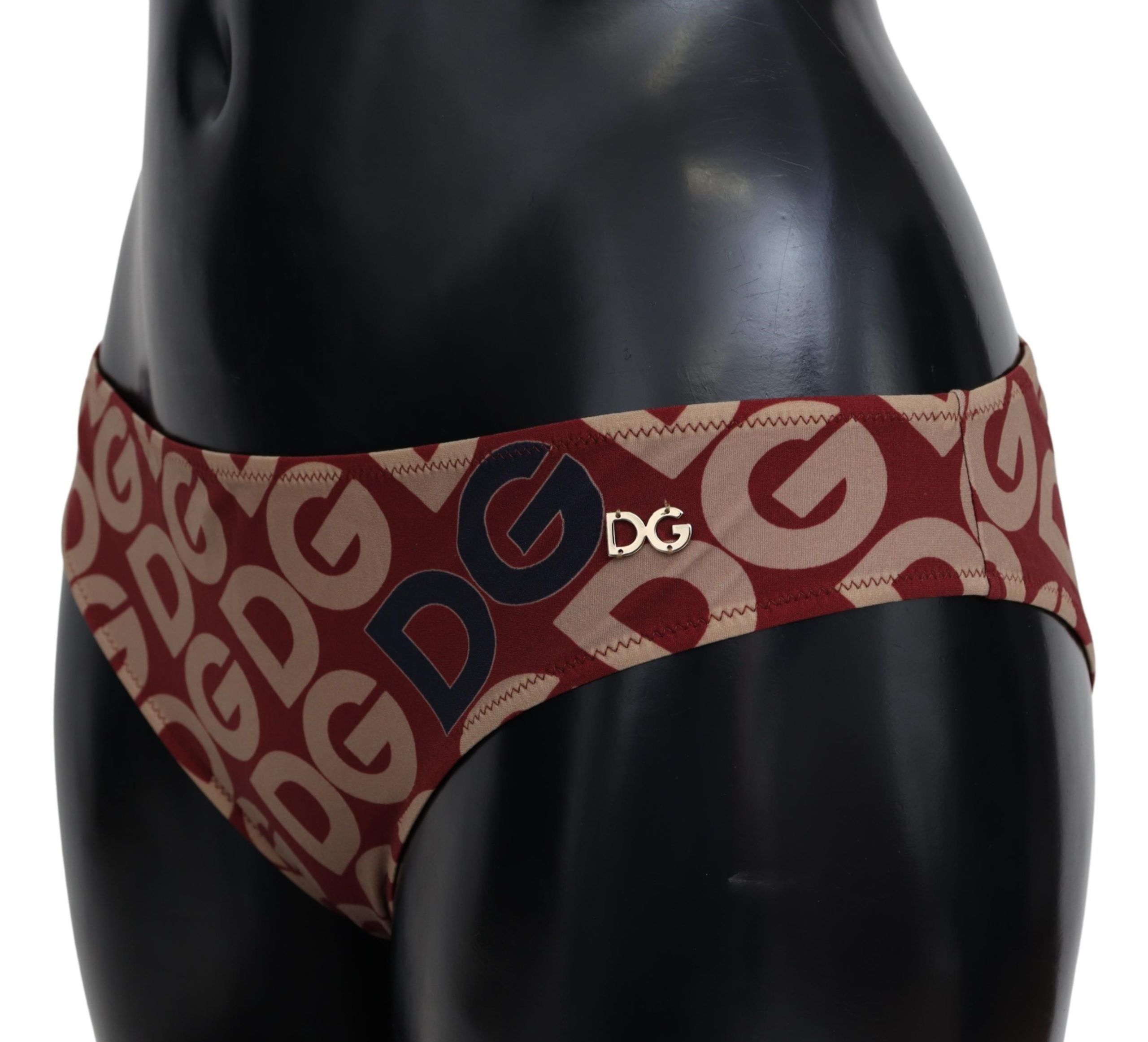 Шикарные плавки бикини с принтом логотипа Maroon Beige Dolce & Gabbana, цвет Multicolor Logo Print — фото 4