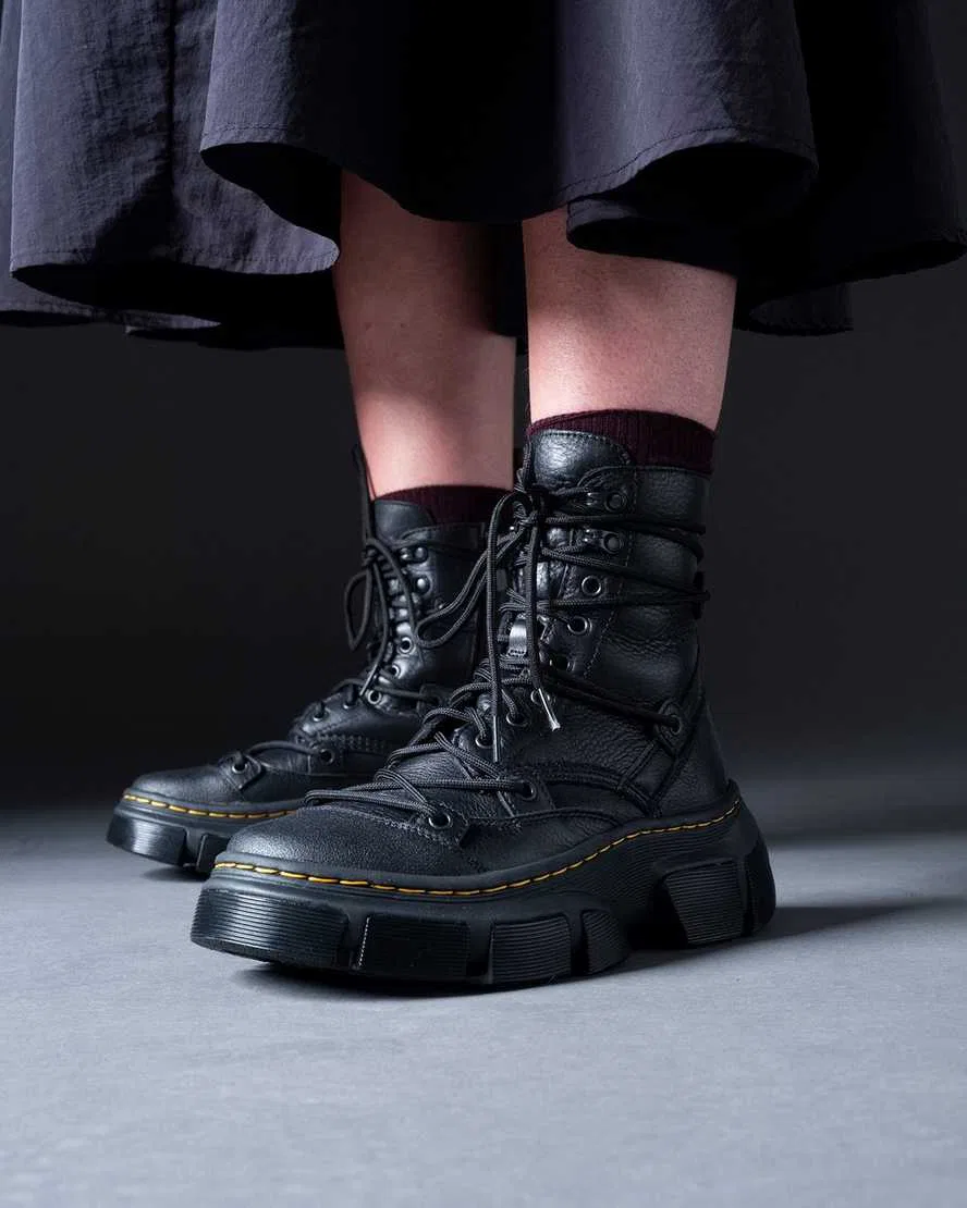 Кожаные ботинки DMXL с 8 люверсами Dr Martens, черный — фото 4