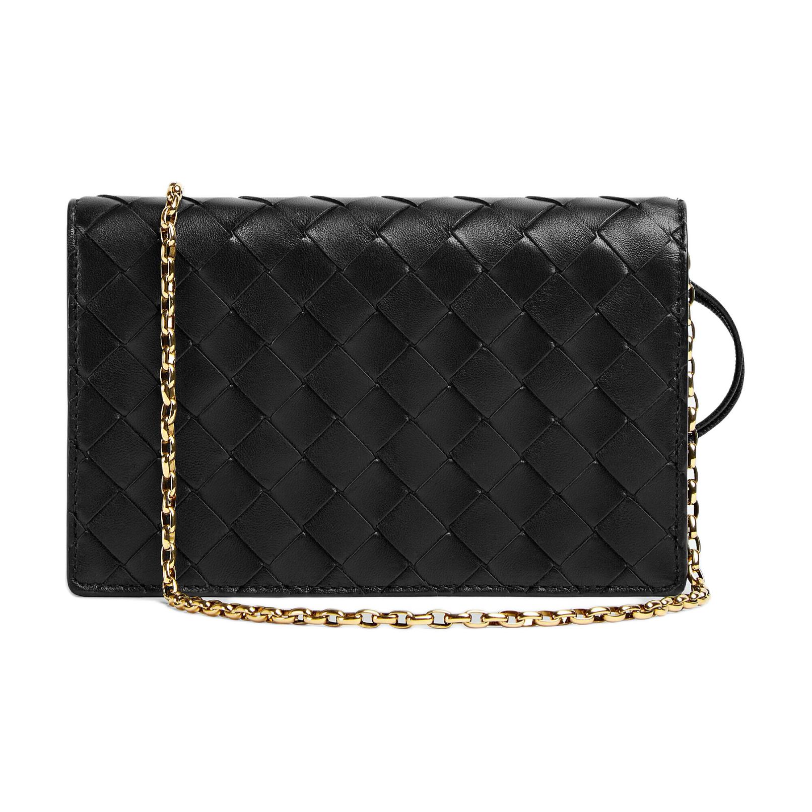 Bottega Veneta Плетёный кошелёк из овечьей кожи женский чёрный — фото 3