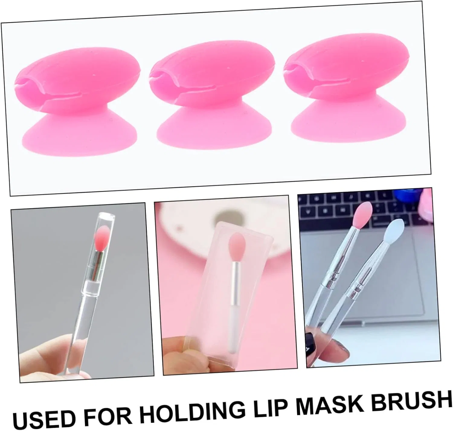 Набор силиконовых колпачков для кистей HAKIDZEL, 10 штук, розовый — фото 3