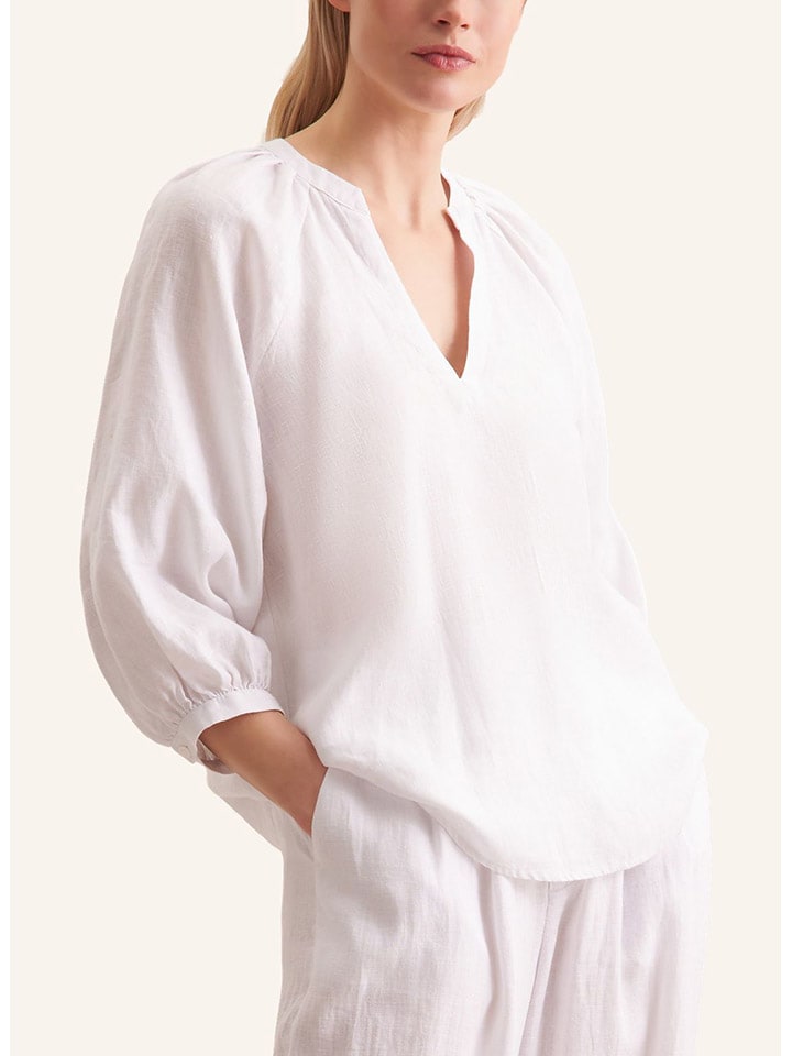 

Льняная блузка белого цвета Seidensticker