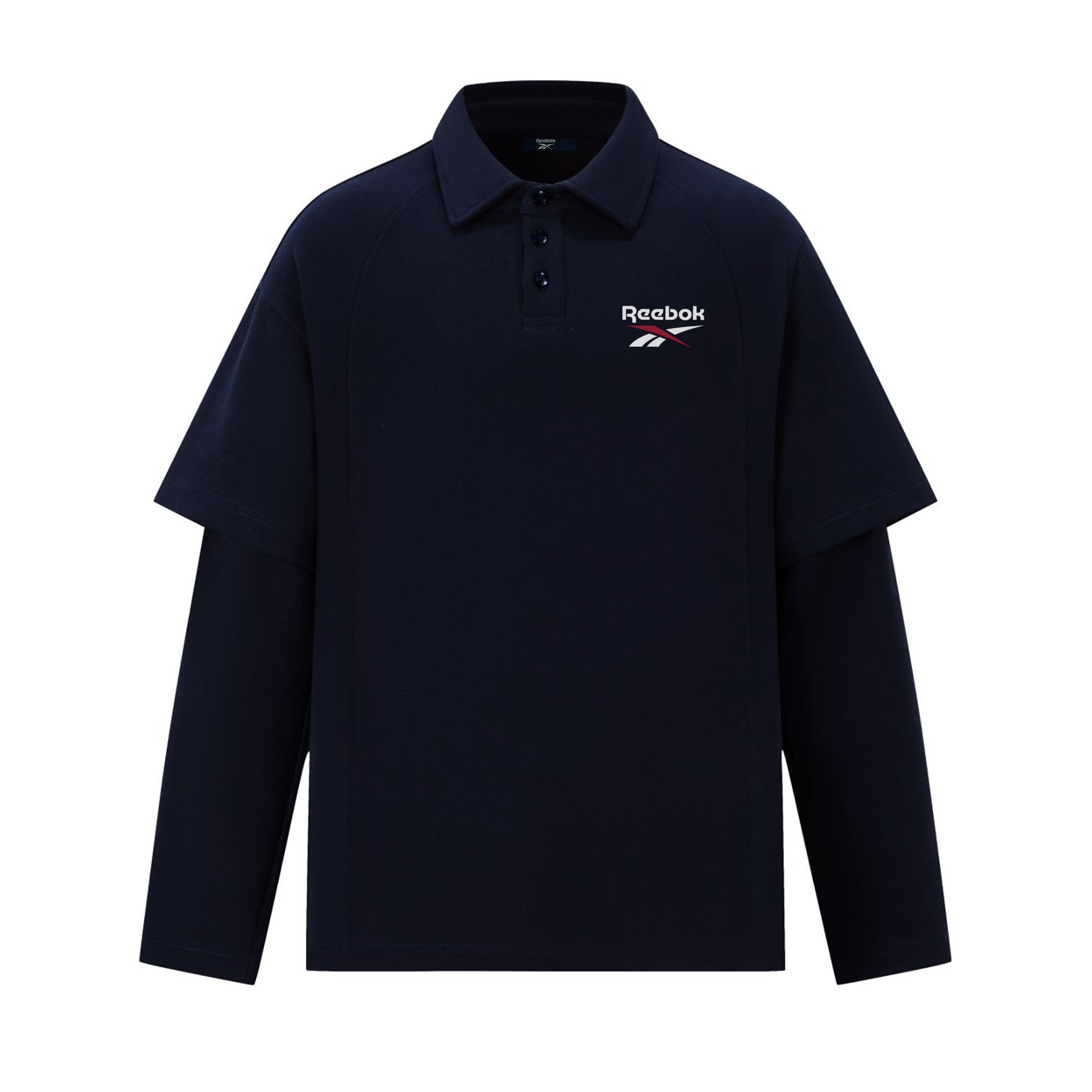 

Футболка-поло Unisex Polo Collar Moderate Mock Two Piece Reebok, темно-синий