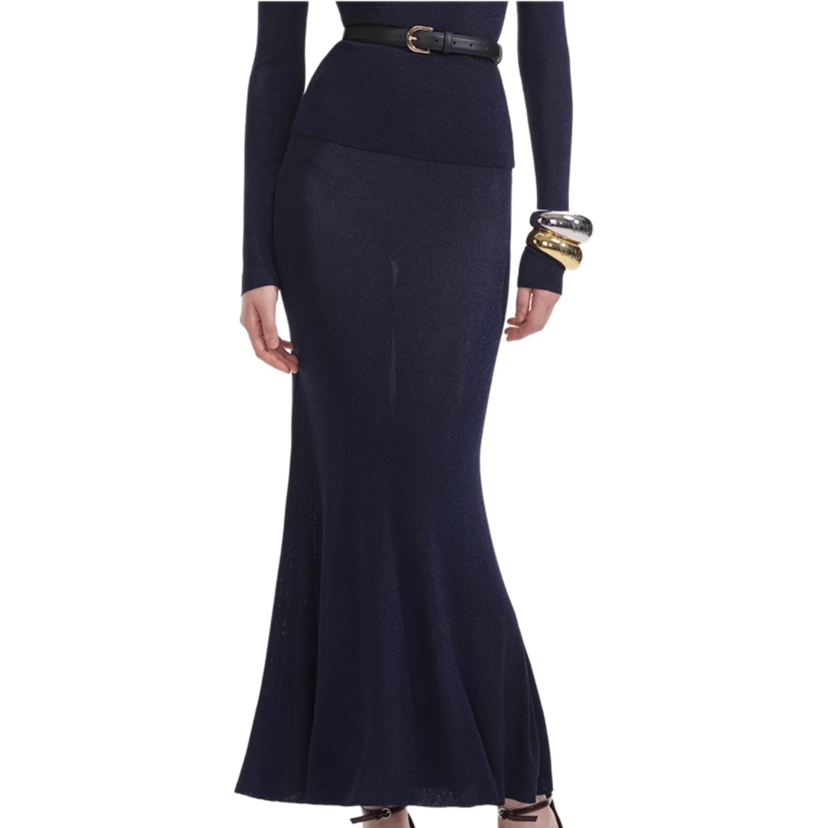 

Self-portrait Автопортрет Вязаная длинная юбка Женская Темно-синяя