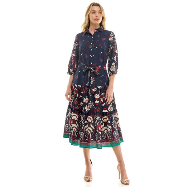 

Женское платье с пуговицами и нижней каймой Figueroa & Flower, синий