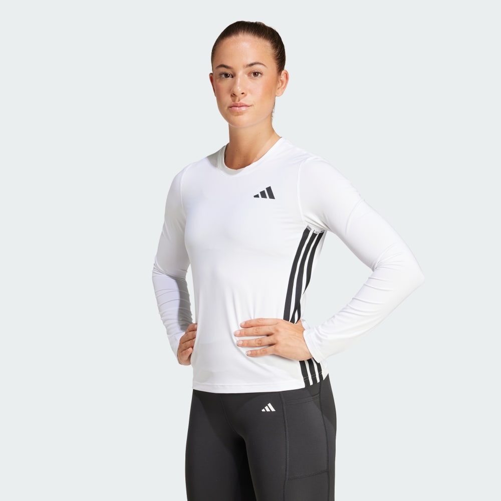

Спортивный топ Adidas Essentials Long Sleeve 3-Stripes Workout Top, белый/черный