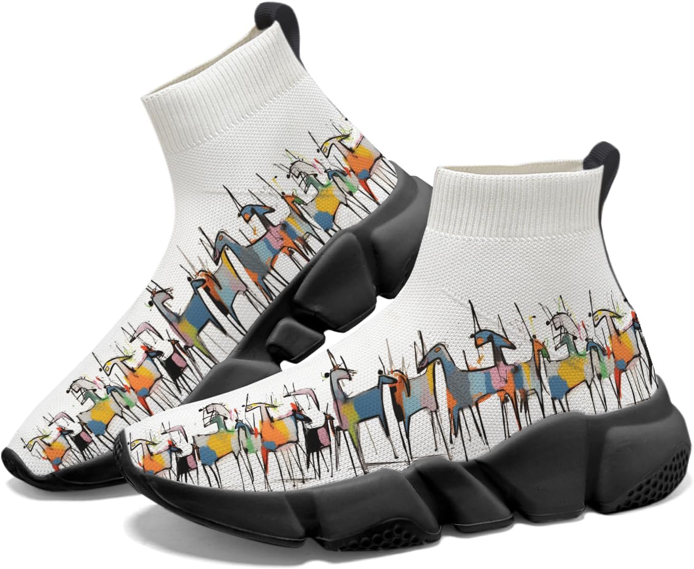 

Мужские теннисные кроссовки противоскользящие для бега, повседневной ходьбы и джоггинга, женские слипоны-носки с рисунком животных Hetios, Animal_16