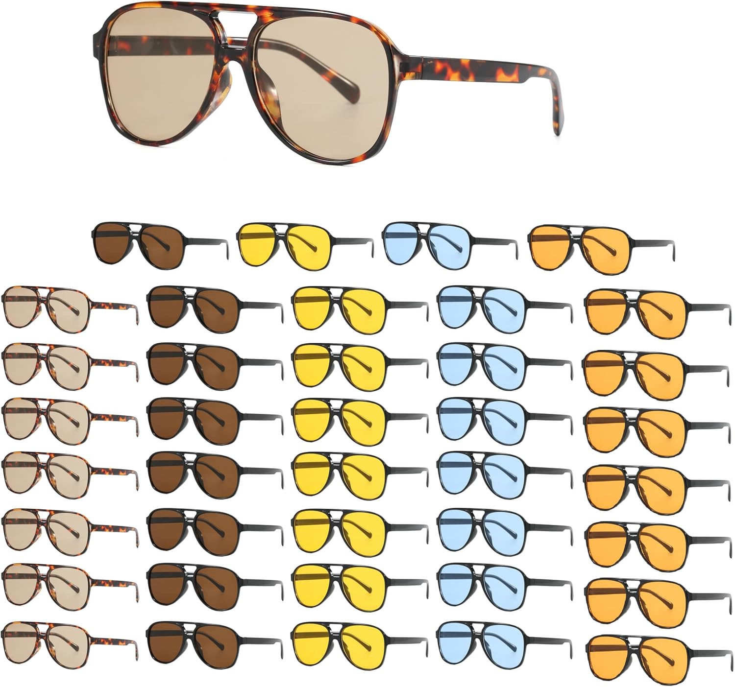 

Оптовая продажа 100 ретро-солнцезащитных очков-авиаторов — комплект для перепродажи. Большая оправа, классический стиль 70-х, защита от УФ-излучения UV400 ENSARJOE, 40pcs(8462)