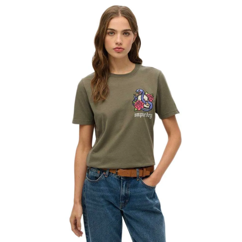 

Футболка с коротким рукавом Superdry Old School Tattoo Relaxed, зеленый